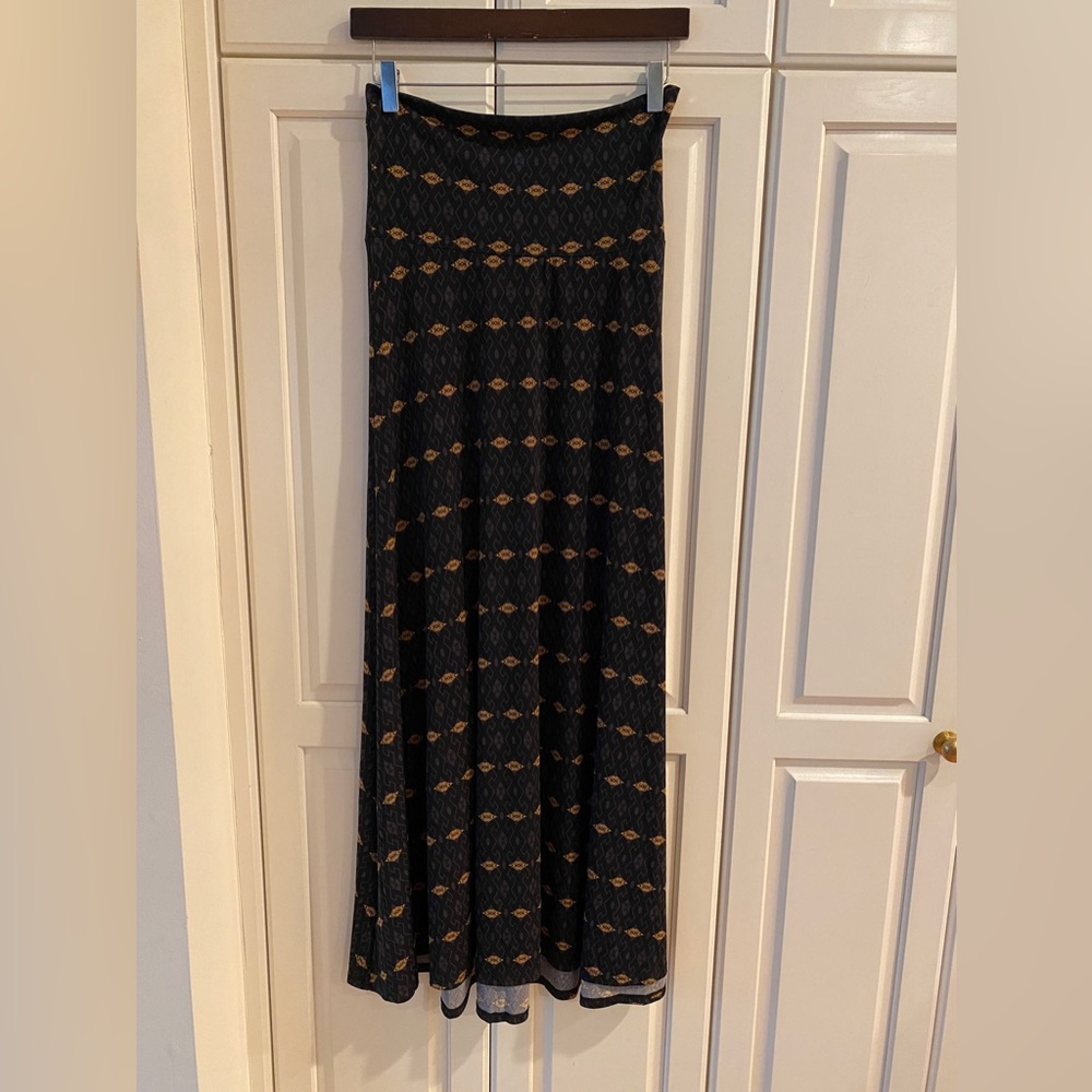 Lularoe maxi skirt high waist stretchy women's XS brown patterned boho